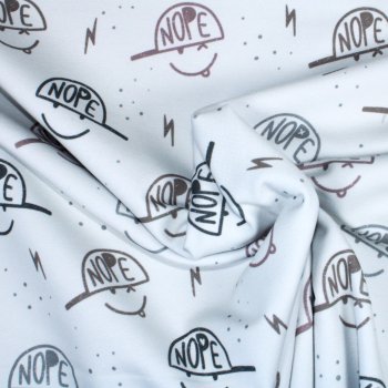 Preview: French Terry Eigenproduktion NOPE Smiley offwhite